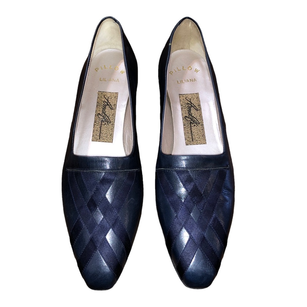 Vintage Amalfi Liliana Navy Leather Low Heels